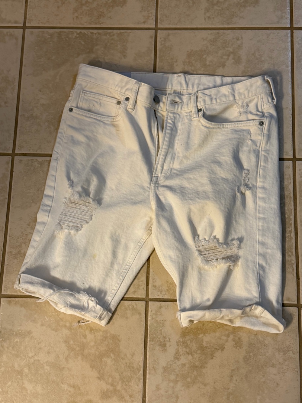 H&M White Distressed Slim Jeans